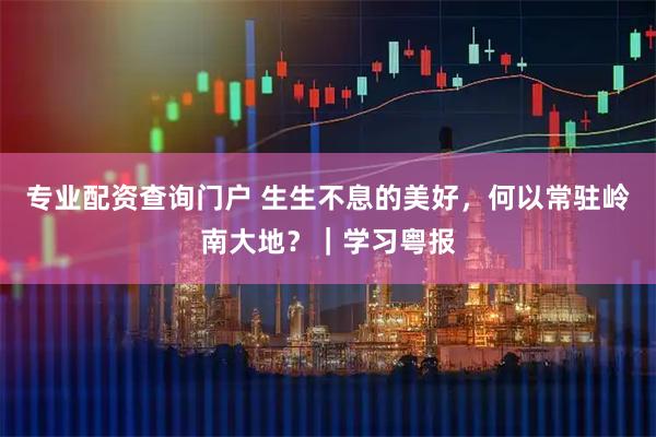专业配资查询门户 生生不息的美好，何以常驻岭南大地？｜学习粤报